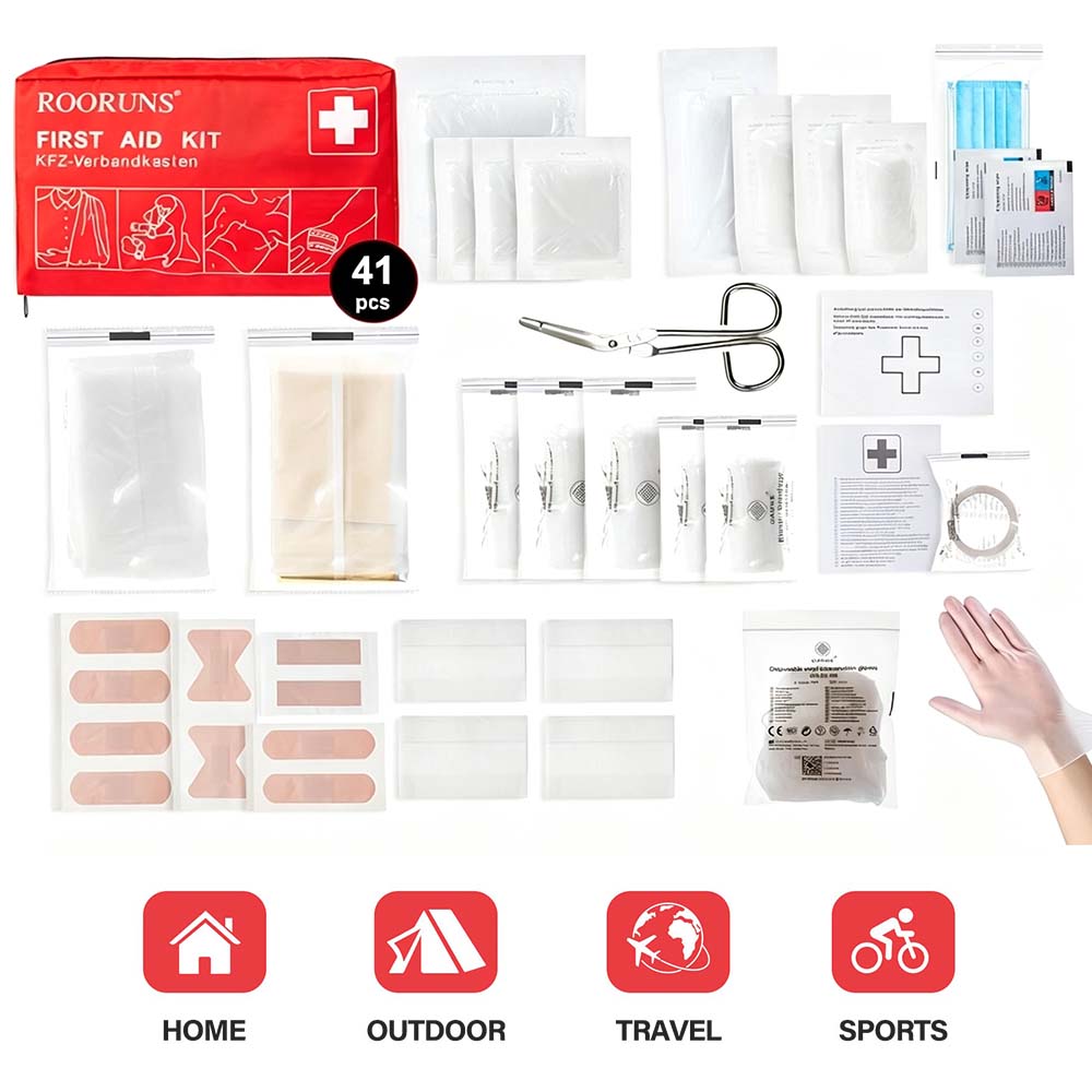 Bivvy Bag Emergency - Reissetjes EHBO-kit 41-delig Rood Auto Noodkit