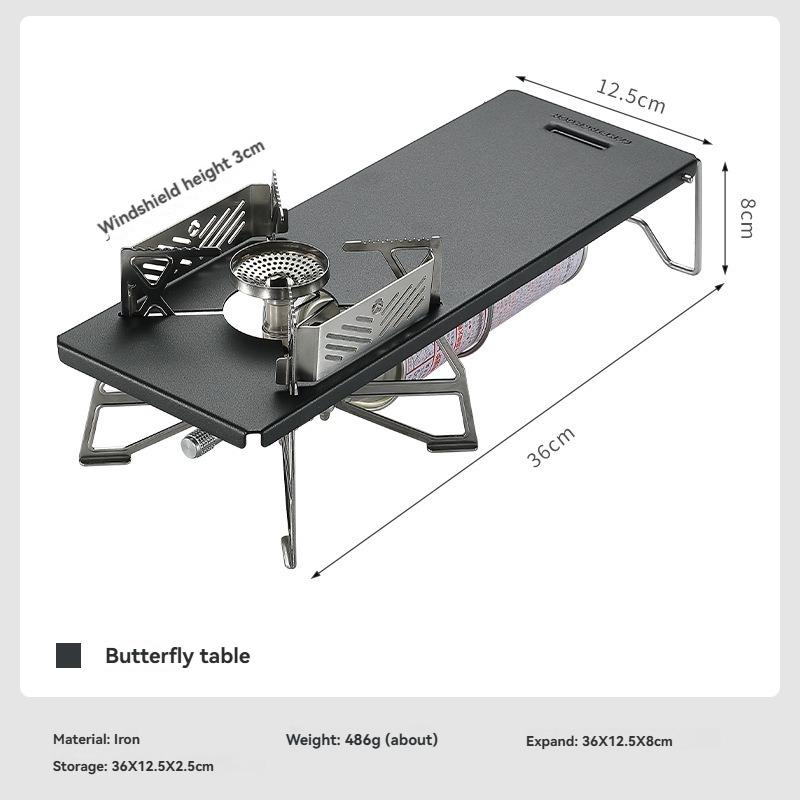 Outdoor Camping Kitchen Table - CAMPINGMOON GT-3 Zwarte Draagbare Campingkeuken Tafelset