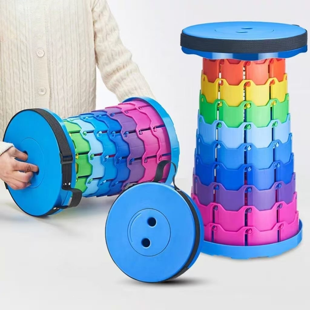 Outdoor Camping Loveseat - Regenboog Telescopische Campingkruk Draagbaar Verdikt Opklapbaar