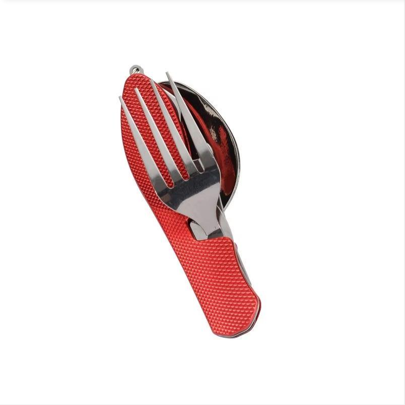 Outdoor Camping Ute - Opvouwbare roestvrijstalen mes-vorkcombinatie, mini draagbaar buitenservies