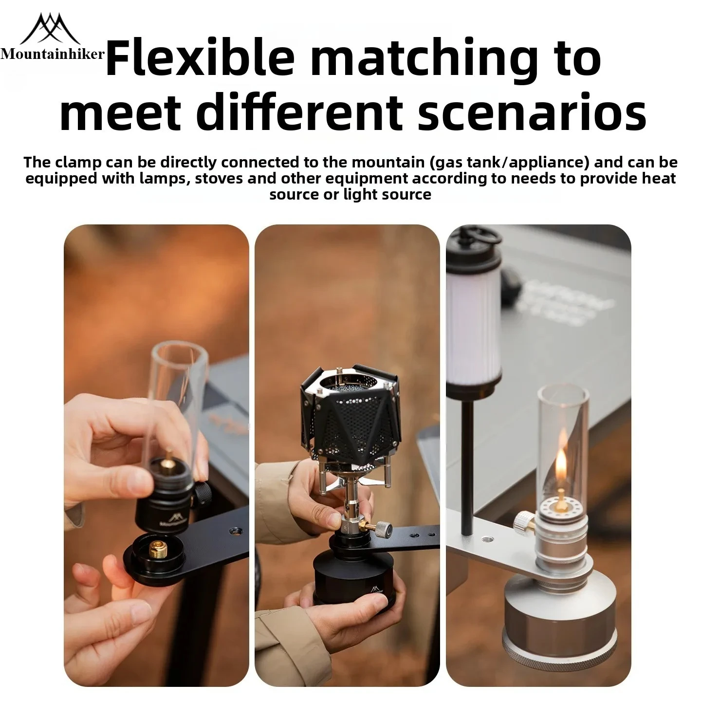 Outdoor Camping Gas Heater - MOUNTAINHIKER Platte gasfleslamp Kachelkop Verwarmingskachel Tafelbevestigingsarmatuur