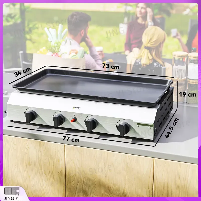 Gasbarbecue met antiaanbakplaa - Outdoor Camping Griddle recensie en prijs