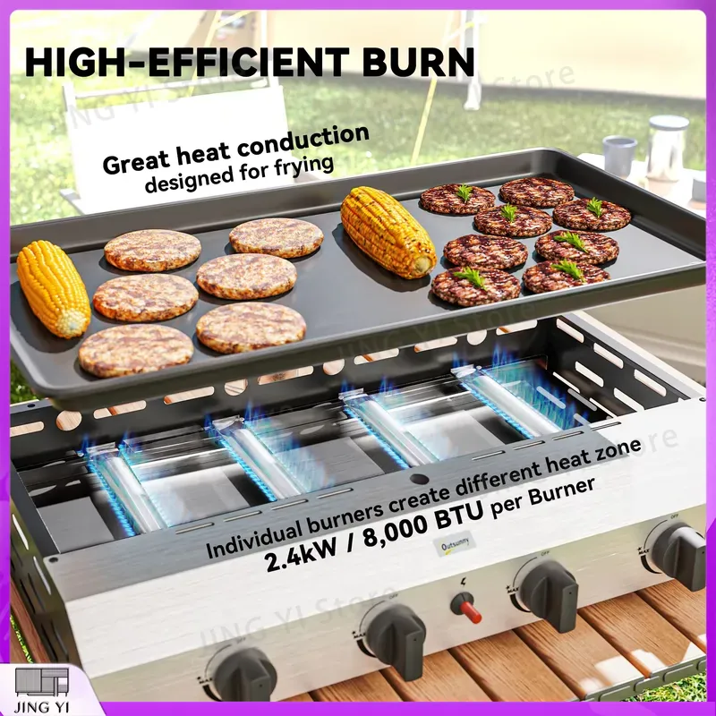 Gasbarbecue met antiaanbakplaa - Outdoor Camping Griddle recensie en prijs