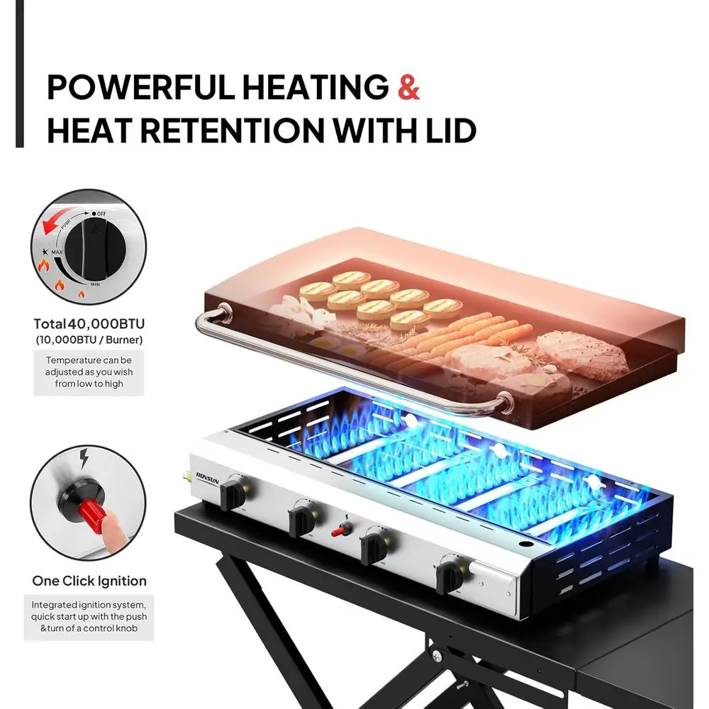 Draagbare 4-pits propaangrill  - Outdoor Camping Griddle recensie en prijs