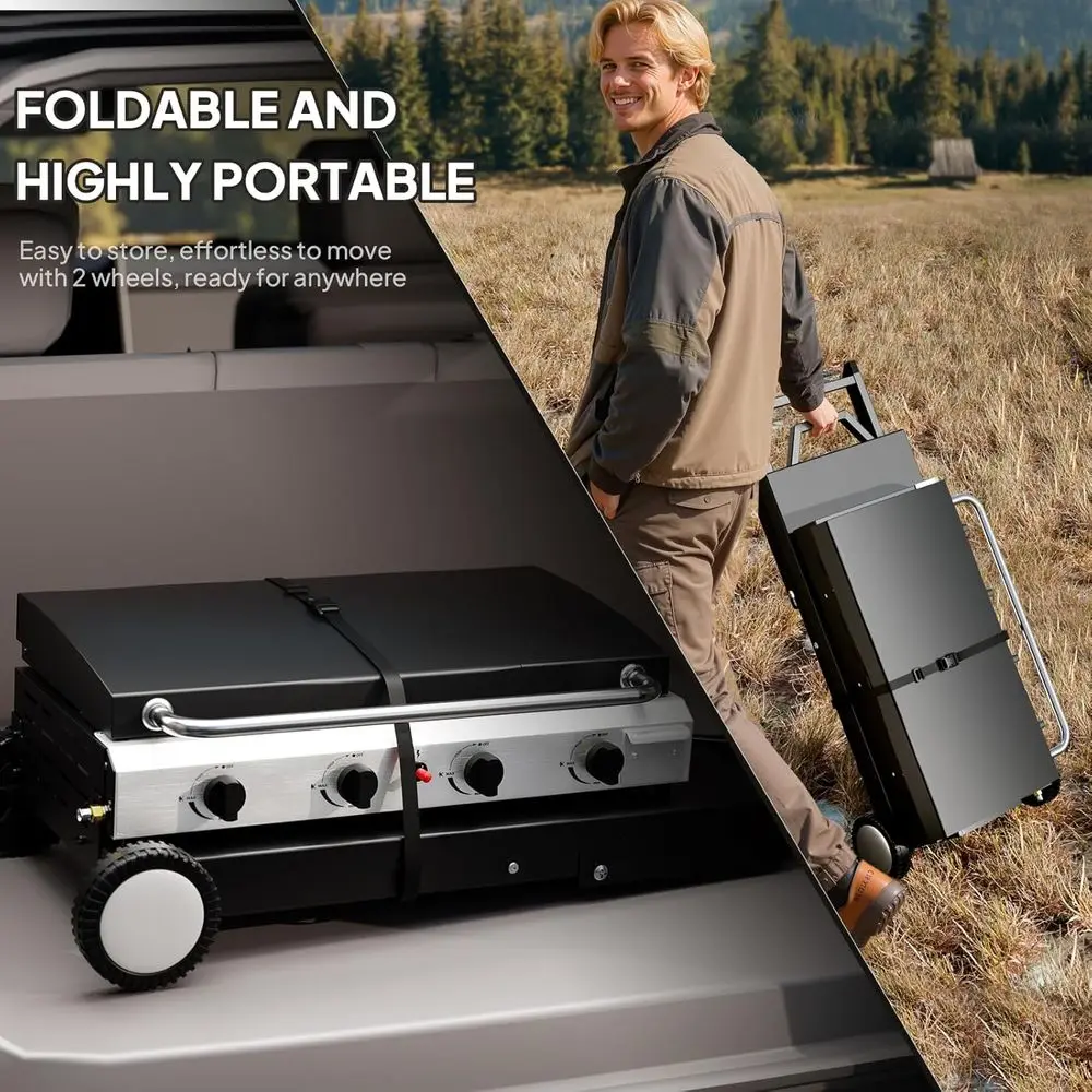Draagbare 4-pits propaangrill  - Outdoor Camping Griddle recensie en prijs
