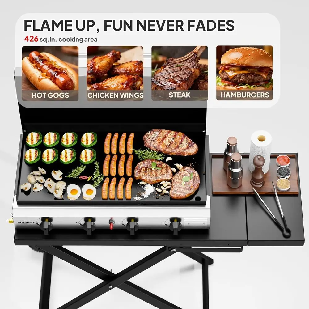 Draagbare 4-pits propaangrill  - Outdoor Camping Griddle recensie en prijs